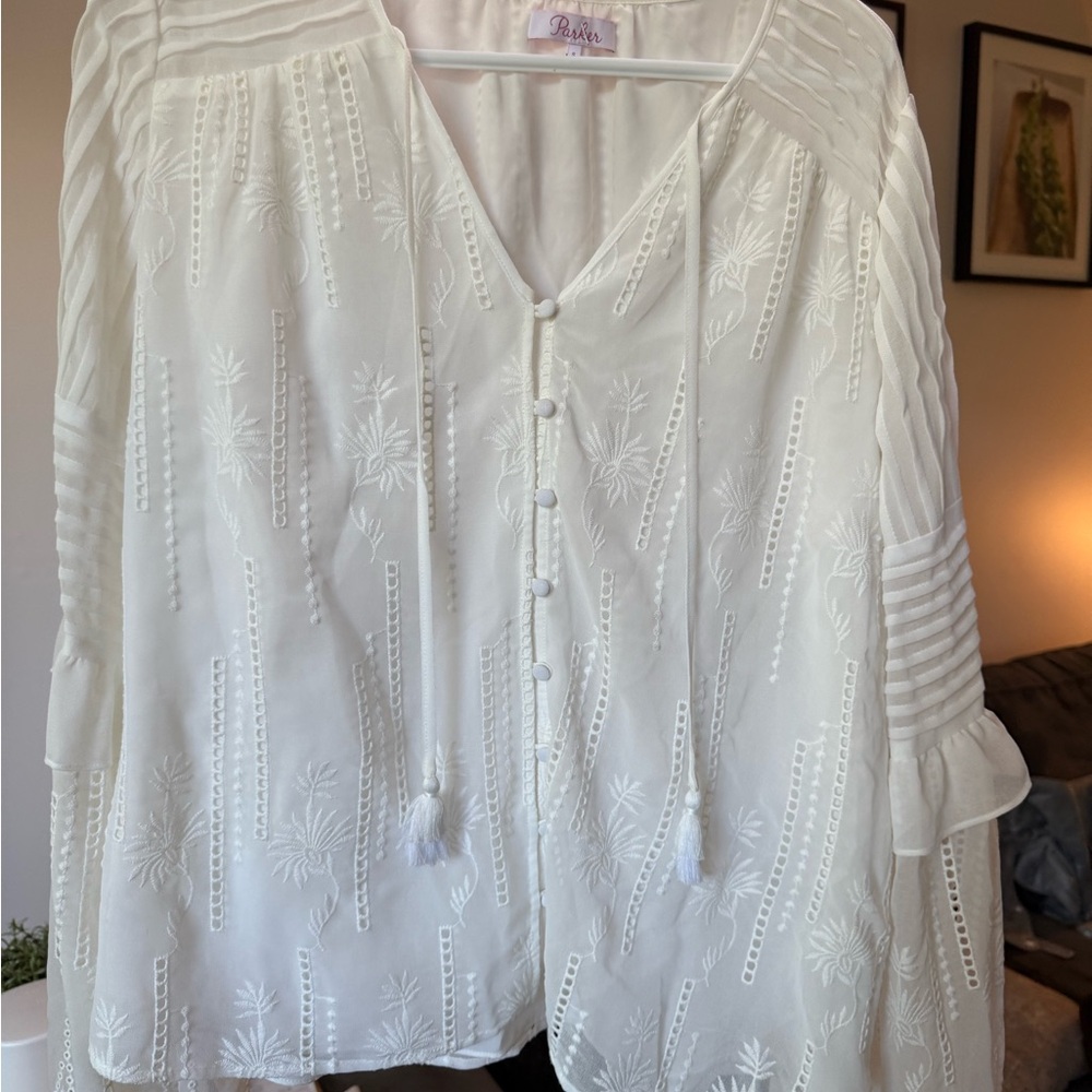 Parker Ivory Embroidered Blouse